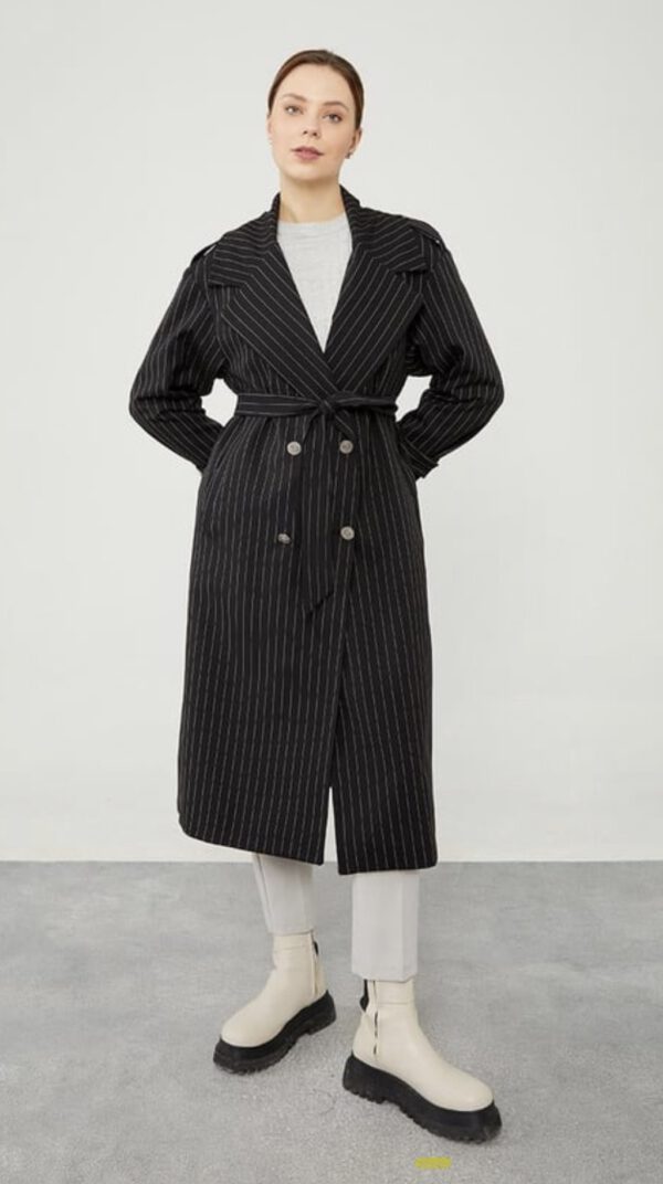 LEVIDORgestreifter Trenchcoat – Bild 7