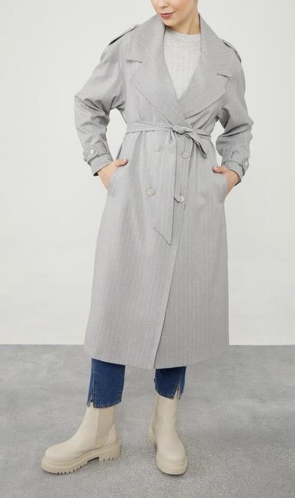 LEVIDORgestreifter Trenchcoat – Bild 4