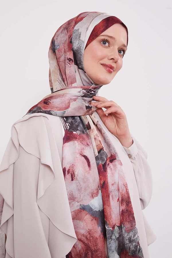 LEVIDOR Indischer Seidenschal mit abstraktem Blumenmuster – Bild 13