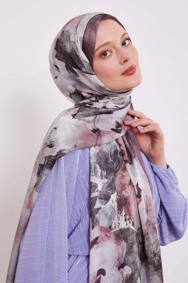 LEVIDOR Indischer Seidenschal mit abstraktem Blumenmuster – Bild 12