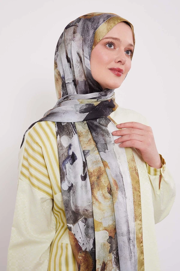 LEVIDOR Indischer Seidenschal mit abstraktem Blumenmuster – Bild 9