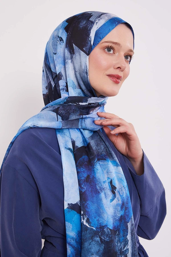 LEVIDOR Indischer Seidenschal mit abstraktem Blumenmuster – Bild 8