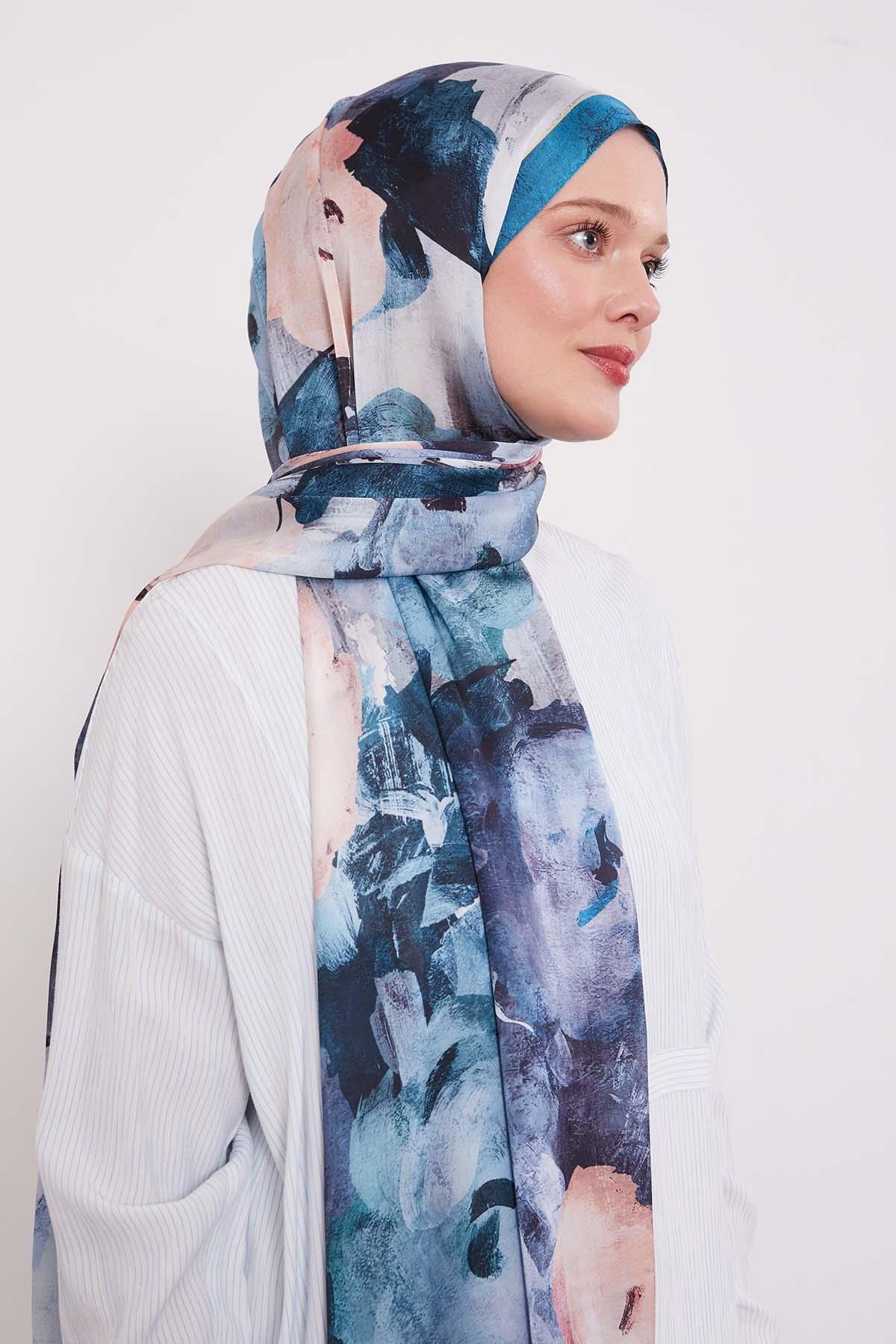 LEVIDOR Indischer Seidenschal mit abstraktem Blumenmuster – Bild 7