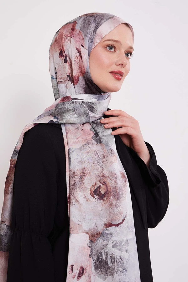 LEVIDOR Indischer Seidenschal mit abstraktem Blumenmuster – Bild 6