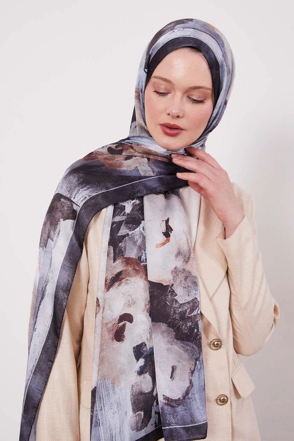 LEVIDOR Indischer Seidenschal mit abstraktem Blumenmuster – Bild 5