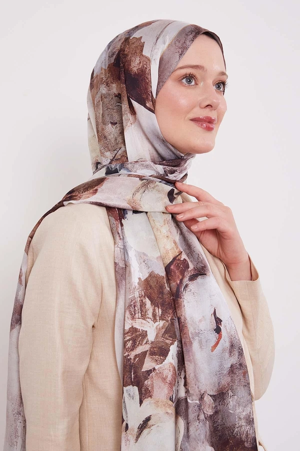 LEVIDOR Indischer Seidenschal mit abstraktem Blumenmuster – Bild 3