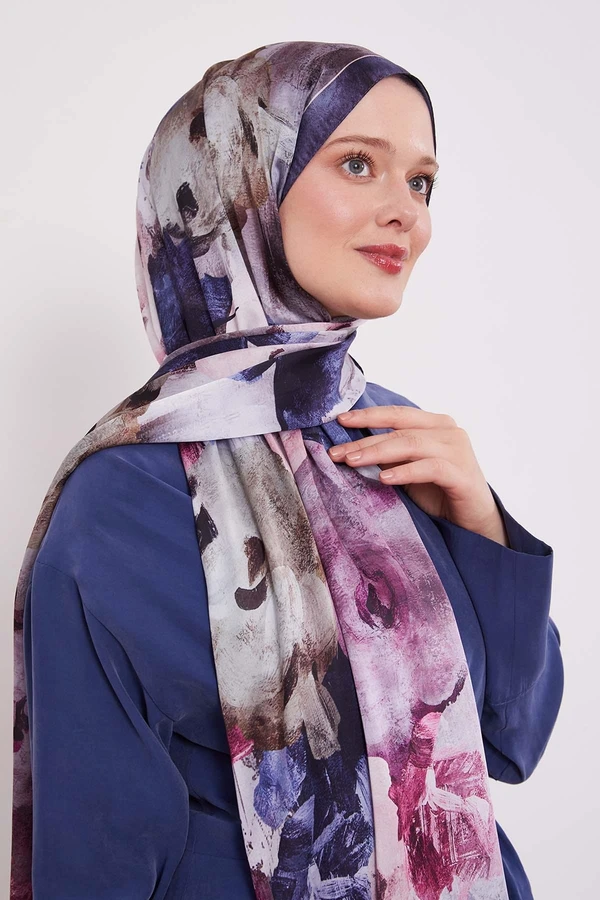 LEVIDOR Indischer Seidenschal mit abstraktem Blumenmuster – Bild 2