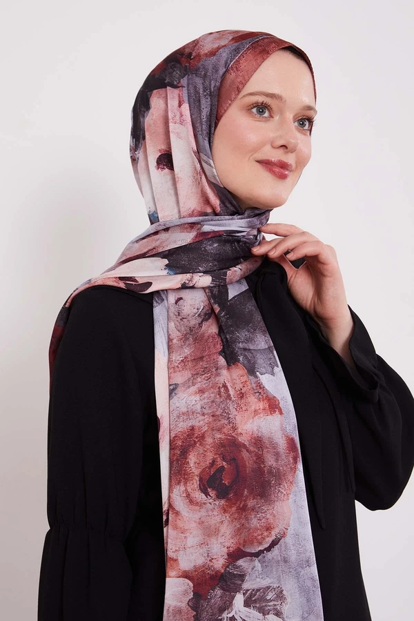 LEVIDOR Indischer Seidenschal mit abstraktem Blumenmuster